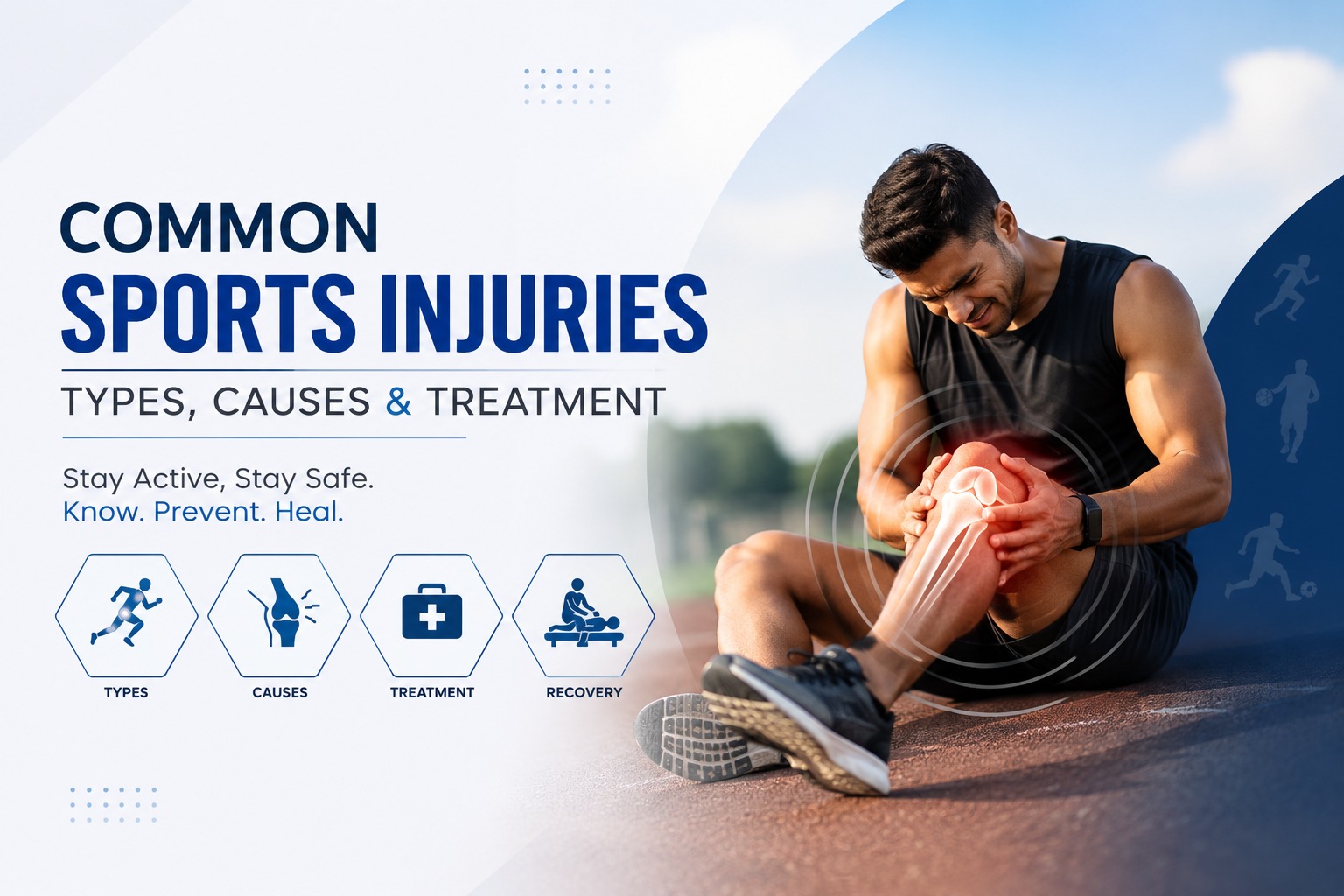 Common sports injuries across cricket, football, badminton, tennis and gym with their causes and treatment