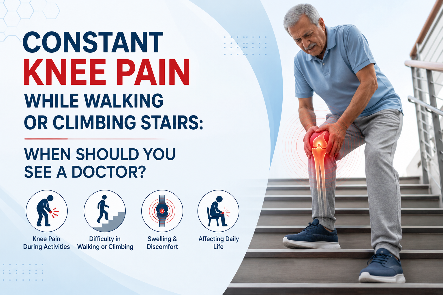 Constant knee pain while walking and climbing stairs showing causes warning signs and orthopaedic treatment at Kapadia Hospital Mumbai