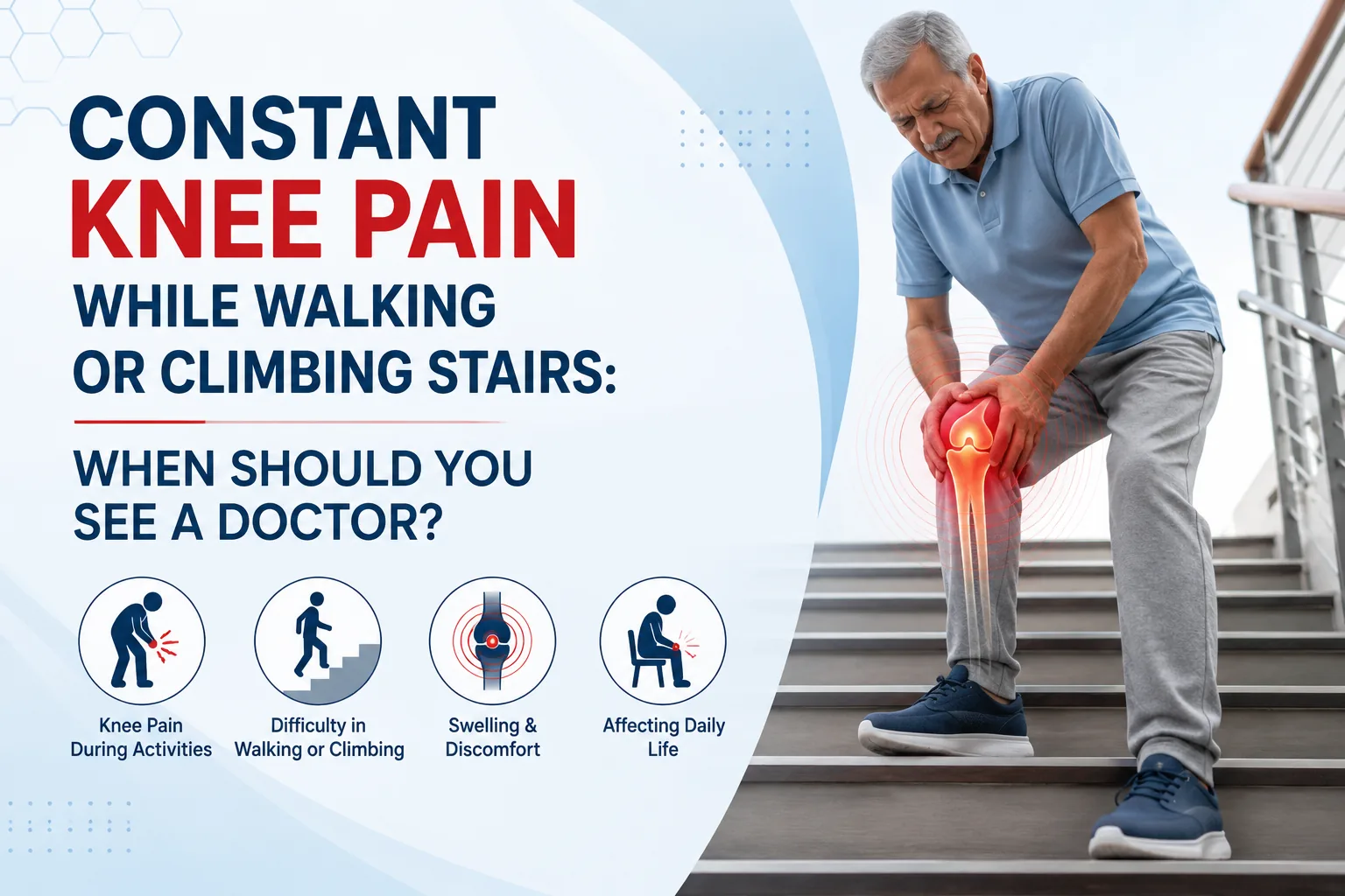 Constant knee pain while walking and climbing stairs showing causes warning signs and orthopaedic treatment at Kapadia Hospital Mumbai