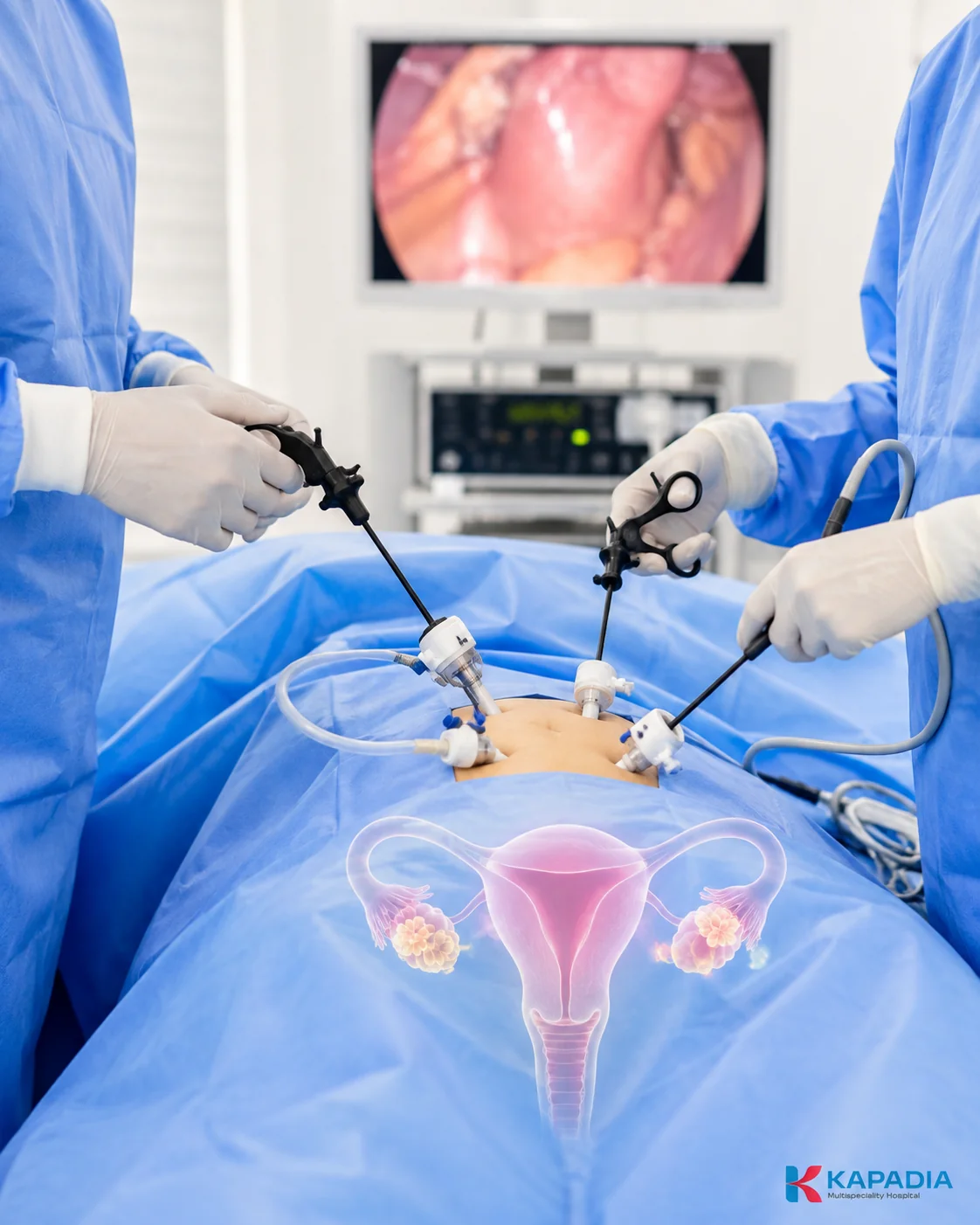 Female reproductive system anatomy model used in ovarian cancer consultation at Kapadia Hospital, Mumbai