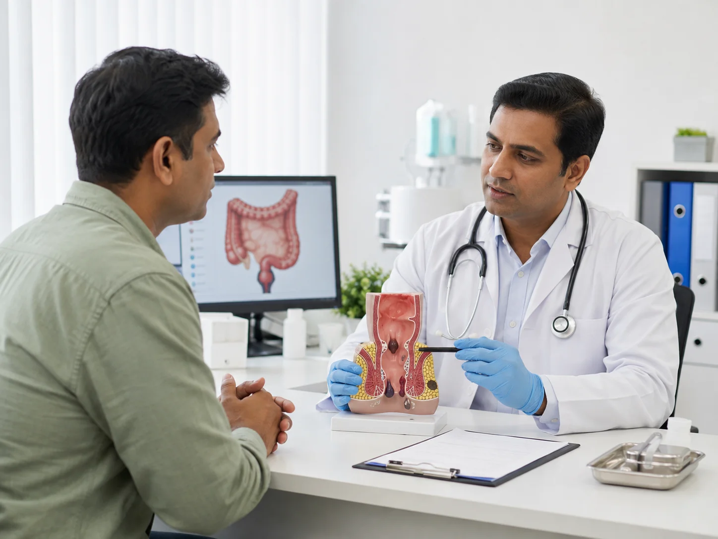 Endoscopy equipment used to diagnose piles (haemorrhoids) at Kapadia Hospital, Mumbai
